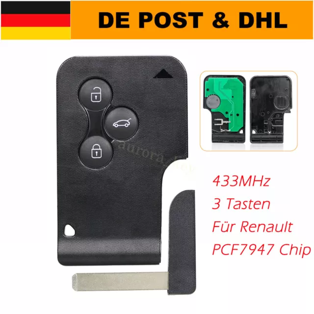 433MHz Funk Schlüssel Für Renault Megane 2 Scenic 2003- 2008 Clio 3 2006 -2012