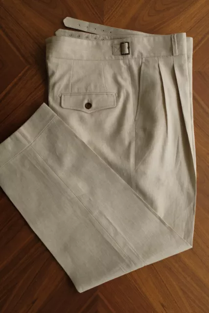 Men Gurkha Cotton Linen Casual Thin Long Trousers High Waist Loose Pants New