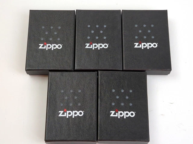 5 Empty ZIPPO Lighter Gift Boxes (Black) w/ Papers Perfect Condition 5