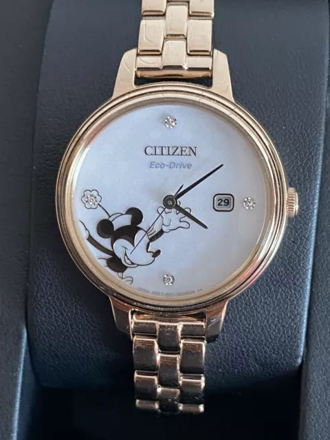 Citizen Eco-Drive Disney Minnie Mouse *EW2448-51W* Rose Gold Tone Bracelet Watch