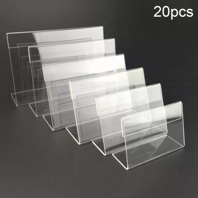 Clear Acrylic Lshaped Price Tag Display Holder Stand for Poster Racks 20Pcs