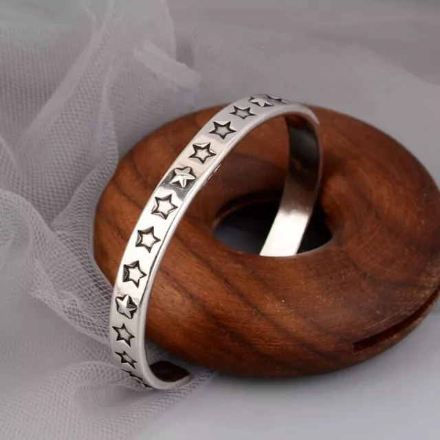 925 Sterling Silver Retro Luxury Elegant Carved Cuff Bracelet Bangle New Jewelry