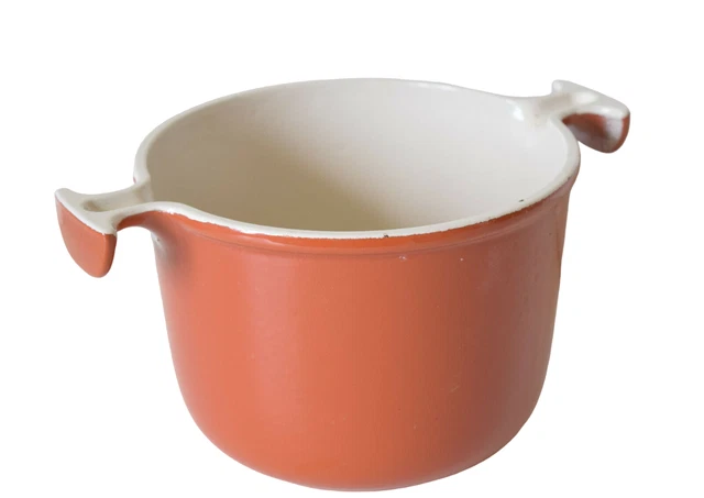 Caquelon Vintage Le Creuset Fonte émaillée - Modèle Enzo Mari - Couleur Cerise - 20cm