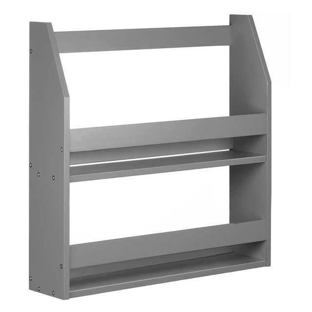Regal Holz Grau Wandregal Bücherregal Hängeregal 2 Ebenen Küche Bad Homestyle4u