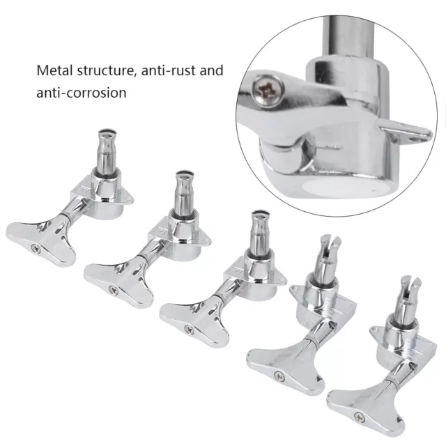(Silver)Bass Tuners Set String Knob 5‑String Alloy Enclosed Winding Musical IDS