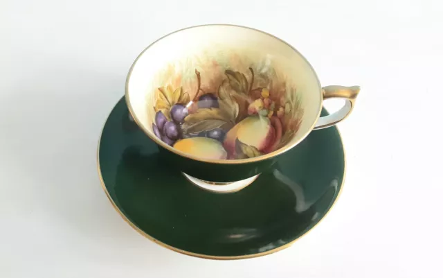 Aynsley Bone China Orchard Gold Tea Cup And  Saucer Green