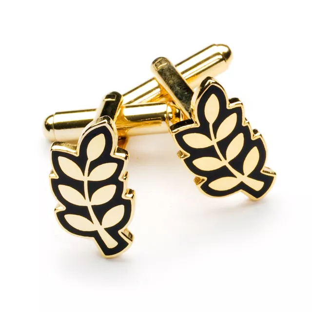 Stunning New Craft Gold Plated Masonic ACACIA LEAF Cufflinks Regalia Gift masons