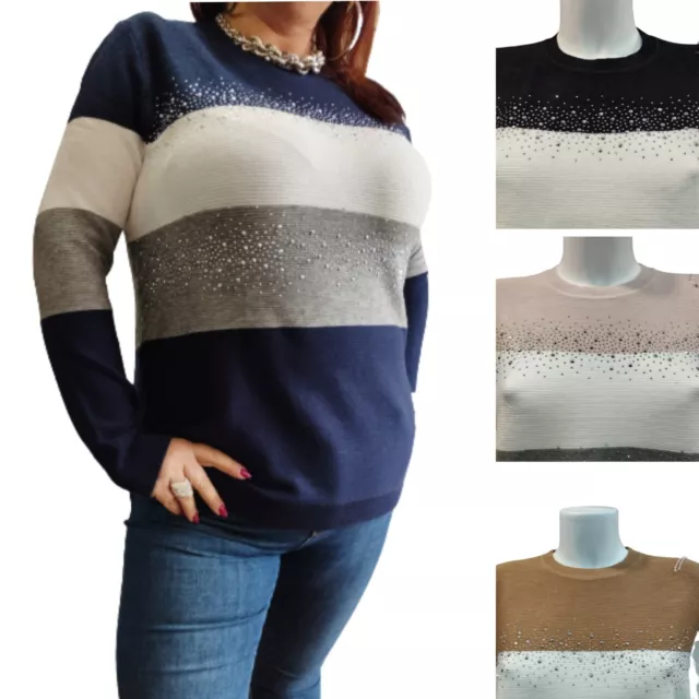 Maglione Donna Invernale ELEGANTE MAGLIA MANICA LUNGA caldo pullover GIROCOLLO