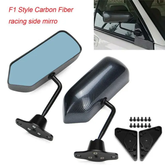Pair Universal F1 Style Carbon Fiber Car Vehicles Racing Side Rear View Mirrors