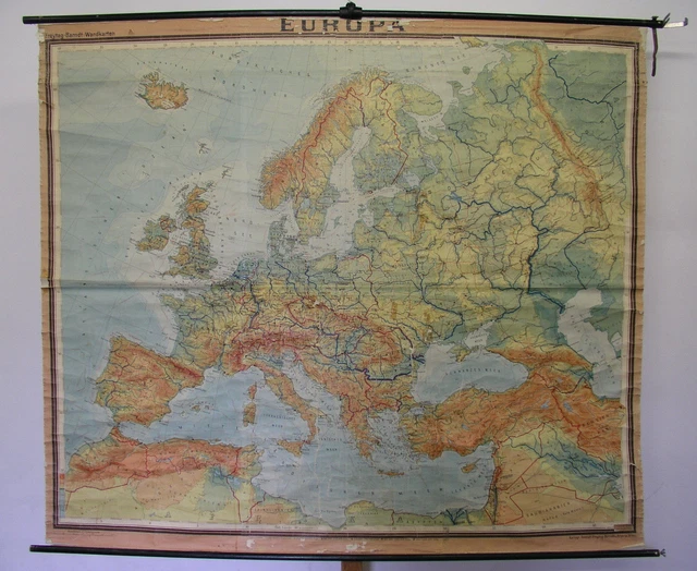 BEAUTIFUL OLD SCHOOL Wall Map Europakarte 1951 From Vienna 201x175 beautiful-old-school-wall-map-europakarte-1951-from-vienna-201x175
