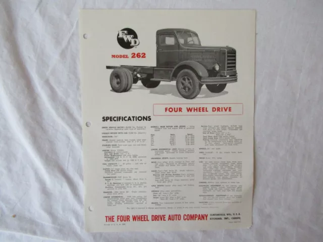 FWD model 262 4WD truck trucks specification sheet brochure