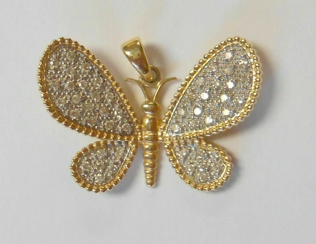 New 2.02 Ct Round Cut Moissanite Butterfly Shape Pendant 14K Yellow Gold Plated