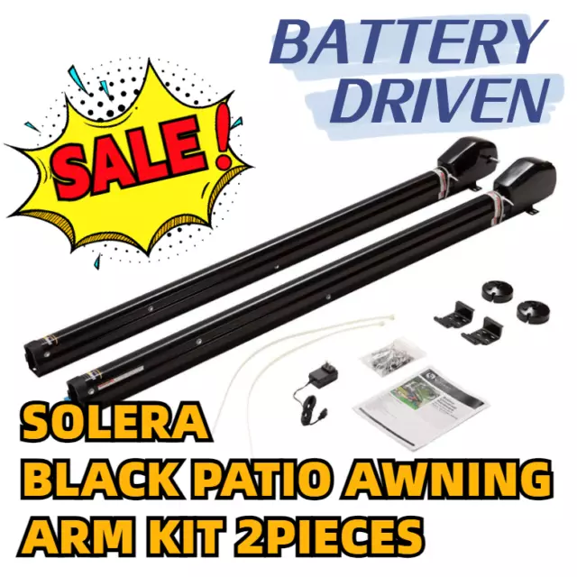 Solera Awnings® 434729 - 5.7' Black Power 18V Patio Awning Arm Kit 2 Pieces