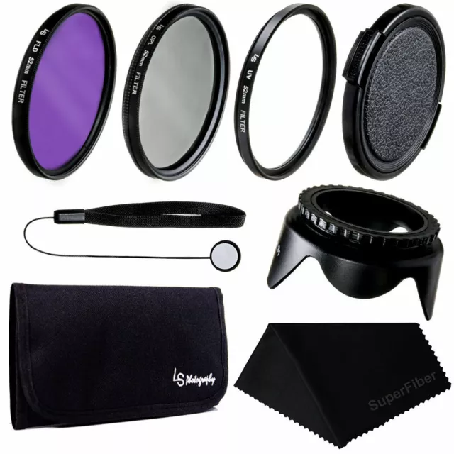 LS 52mm UV CPL FLD Lens Filter Accessory Kit Lens for Nikon Canon DSLR Camera