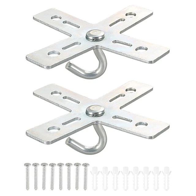 2set Ceiling Hook Kit Cross Design Metal Plate Mount Hanger Holder Light Fixture