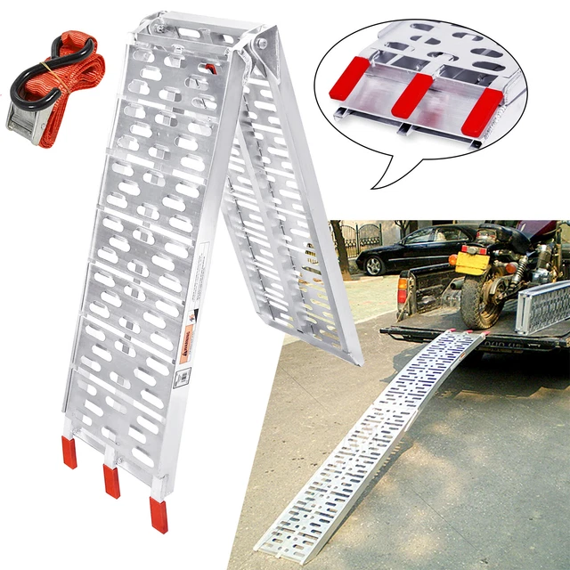 Rampa Di Carico In Alluminio 400 Kg - Set Da 2 Rampes Da 150x22 Cm, Leggere E Portatili Per Moto E Quad - 3