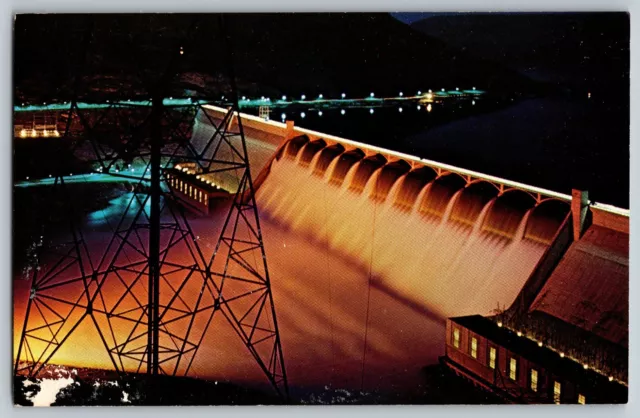 Washington WA - Grand Coulee Dam at Night - Vintage Postcard - Unposted