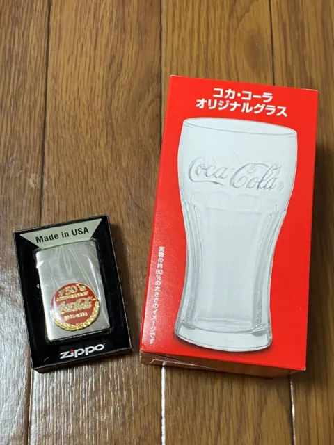 Zippo Coca-Cola 50th Anniversary 2015 Silver Lighter with Original Glass