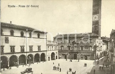 1920 ca VITERBO Panorama di Piazza del COMUNE *Cartolina animata FP NV