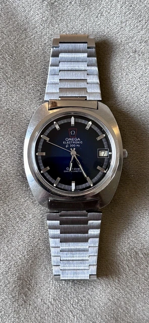 ASSISTENZA! OMEGA GENEVE Cronometro Elettronico F300HZ Quadrante Blu