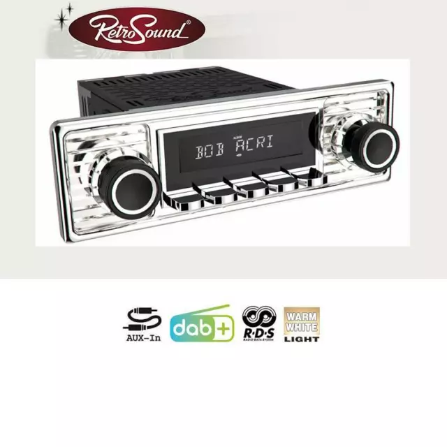 Retrosound RSD-CHROME-1DAB DAB+ Set Chrome Car Radio for Vintage Car And Us-Cars