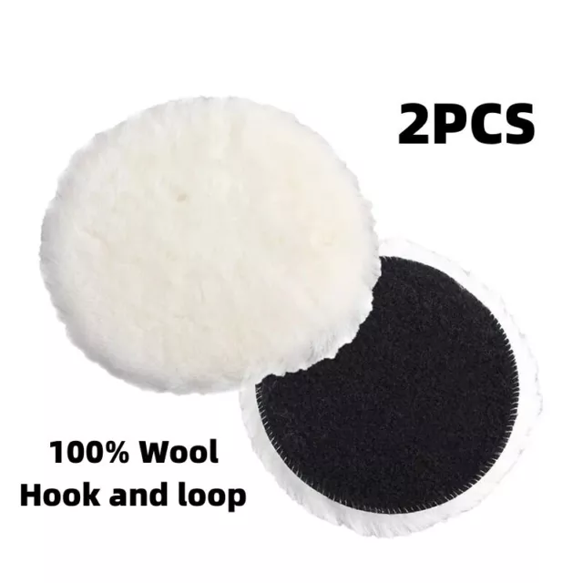 2PCS 7in Polisher Wool Bonnet & Pad with Hook & Loop Auto Car Polish Buffer Set