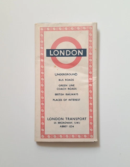 London Transport Underground & Bus Folded Tube Map 50's / 60's