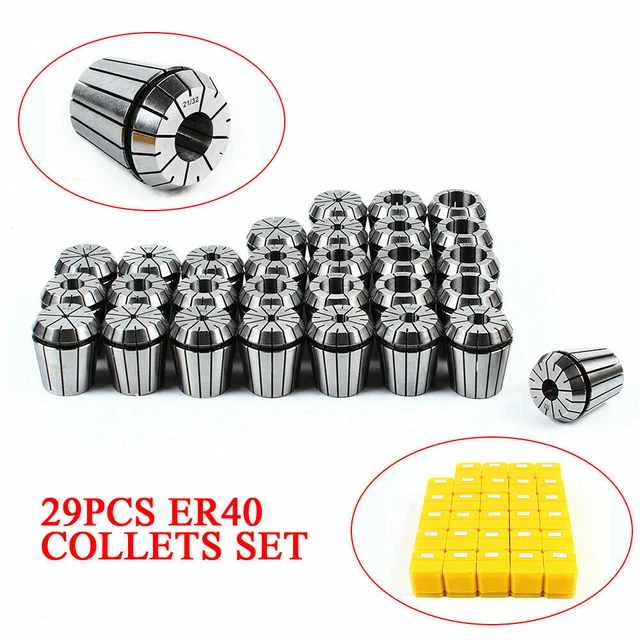 29Pcs ER40 Precision Spring Collet Set Milling Lathe CNC Chuck Bit Holder Tool