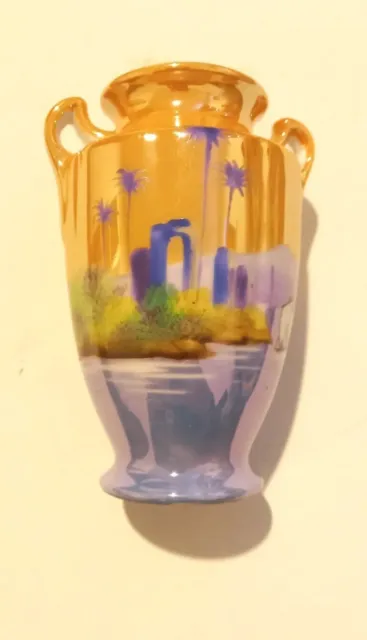 Vintage Noritake China Small 2 Handled Vase Handpainted Vase Made In Japan