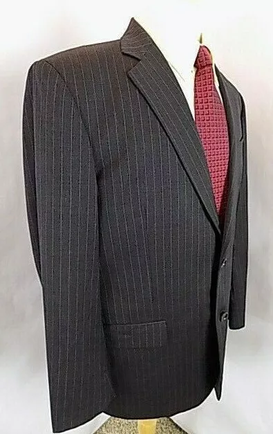 Brooks Brothers Madison Mens Sport Coat Sz 43 R Charcoal Pin Wool Blazer Jacket