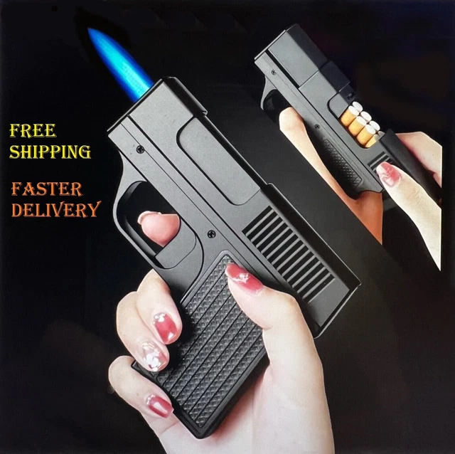 UNIQUE BUTANE CIGARETTE LIGHTER & CASE Adjustable Jet Torch Flame