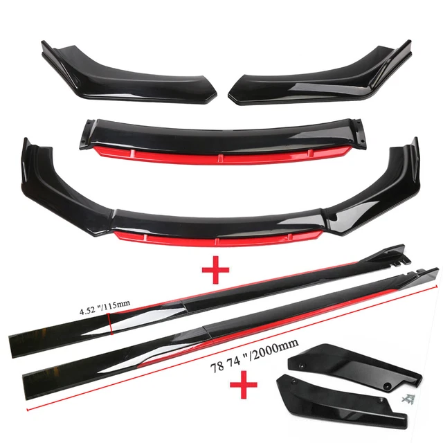FOR UNIVERSAL CAR Front Bumper Lip Chin Spoiler Splitter Body Kit+Side