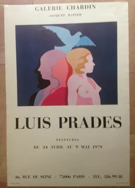 Luis Prades 1979 Affiche Originale Exposition Galerie Chardin Paris