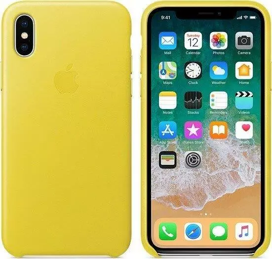 Genuine / Official Apple iPhone X Leather Case / Cover - Spring Yellow - New