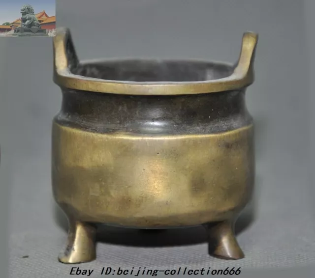 Marked Old Chinese Buddhism Temple Pure Bronze Incense Burner censer