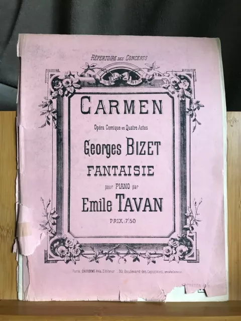 Emile Tavan Fantaisie pour piano sur Carmen de Bizet partition Choudens