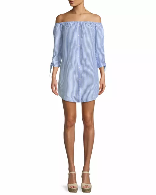 CUPCAKES AND CASHMERE NWT $110 Ciara Off-the-Shoulder Tie-Sleeve Shirtdress Sz L