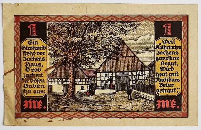 Alter Geldschein, Notgeld aus: DRENKE / Beverungen - 1 MARK - von 1921