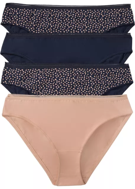 Confezione da 4 slip taglia 48/50 blu scuro stampate beige chiaro mutandine da donna mutandine nuove*
