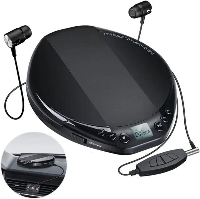 Lecteur CD Bluetooth, Monodeal Lecteur CD Portable Rechargeable, Walkman  Lecteur CD pour Voiture et Usage Personnel, Protection Anti-Saut