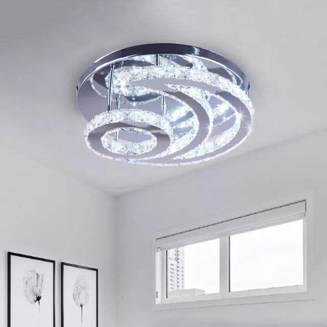 Modern Crystal Moon Shaped Ceiling Light Fixture LED Chandelier Bedroom Lamp 43W