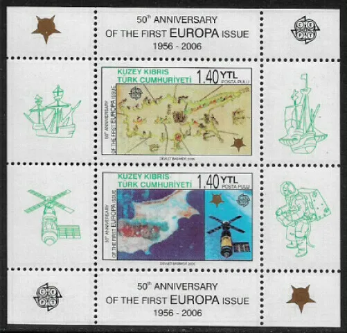 Turkish Northern Cyprus #607a MNH S/Sheet - Europa Stamps 50th Anniversary