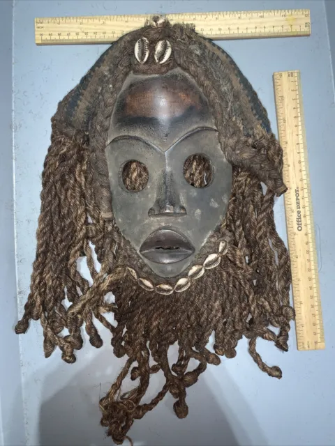 Dan Mask with Cowries and Rope Beard African mask great size OFFERS #21