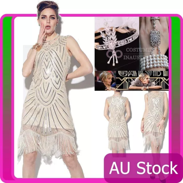 Deluxe Ladies 20s 1920s Roaring Flapper Costume Sequin Gatsby 20's Fancy Dress