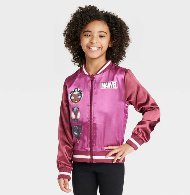 Girls' Nikkolas Smith Marvel Trio Reversible Bomber Jacket - Maroon XL, Red