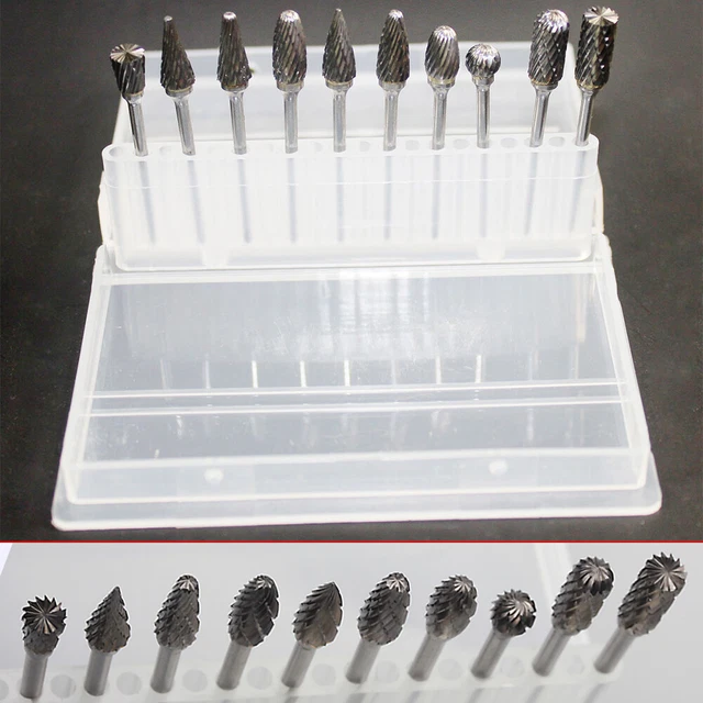 10PCS DENTAL LAB Polishing Bur Drills Kit Tungsten Steel Carbide Burs 2 ...