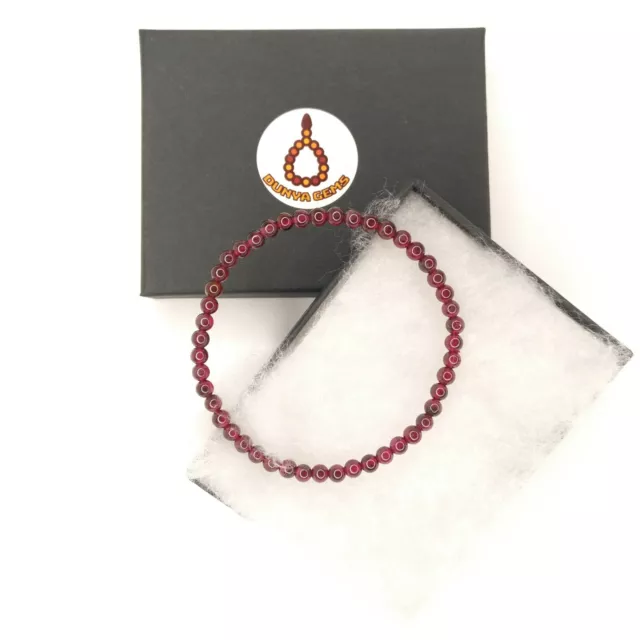 Elegant Genuine Garnet Gemstone 4mm Bracelet elastic cord christmas gift lal 847