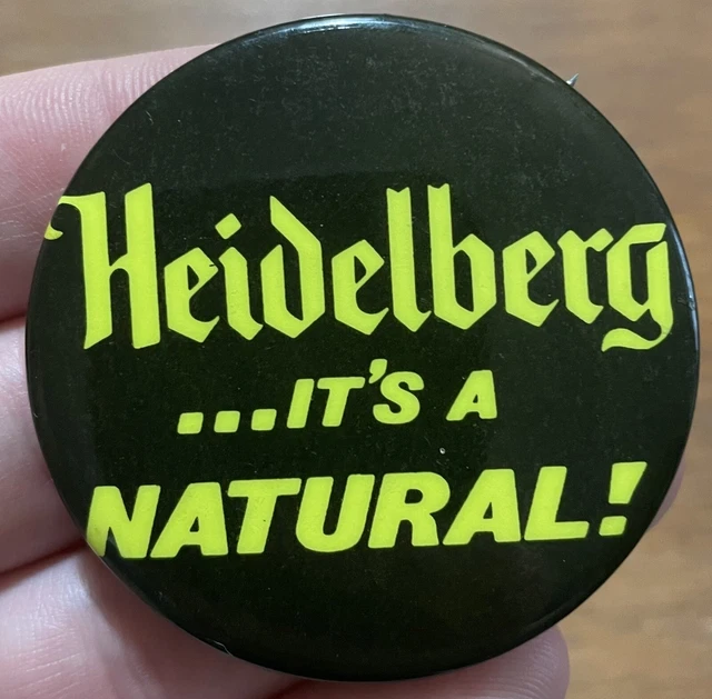 Vintage 1950s Heidelberg Beer Brewing Co Celluloid Pinback Button Pin 2.25”