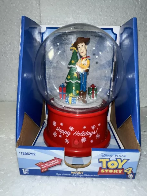 Rare Disney Pixar Toy Story 4 WOODY Musical Snow Globe Christmas Gemmy New