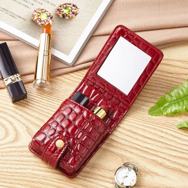 Estuche para lápiz labial bolsa para lápiz labial pequeña bolsa cosmética espejo lápiz labial bolsa organizadora